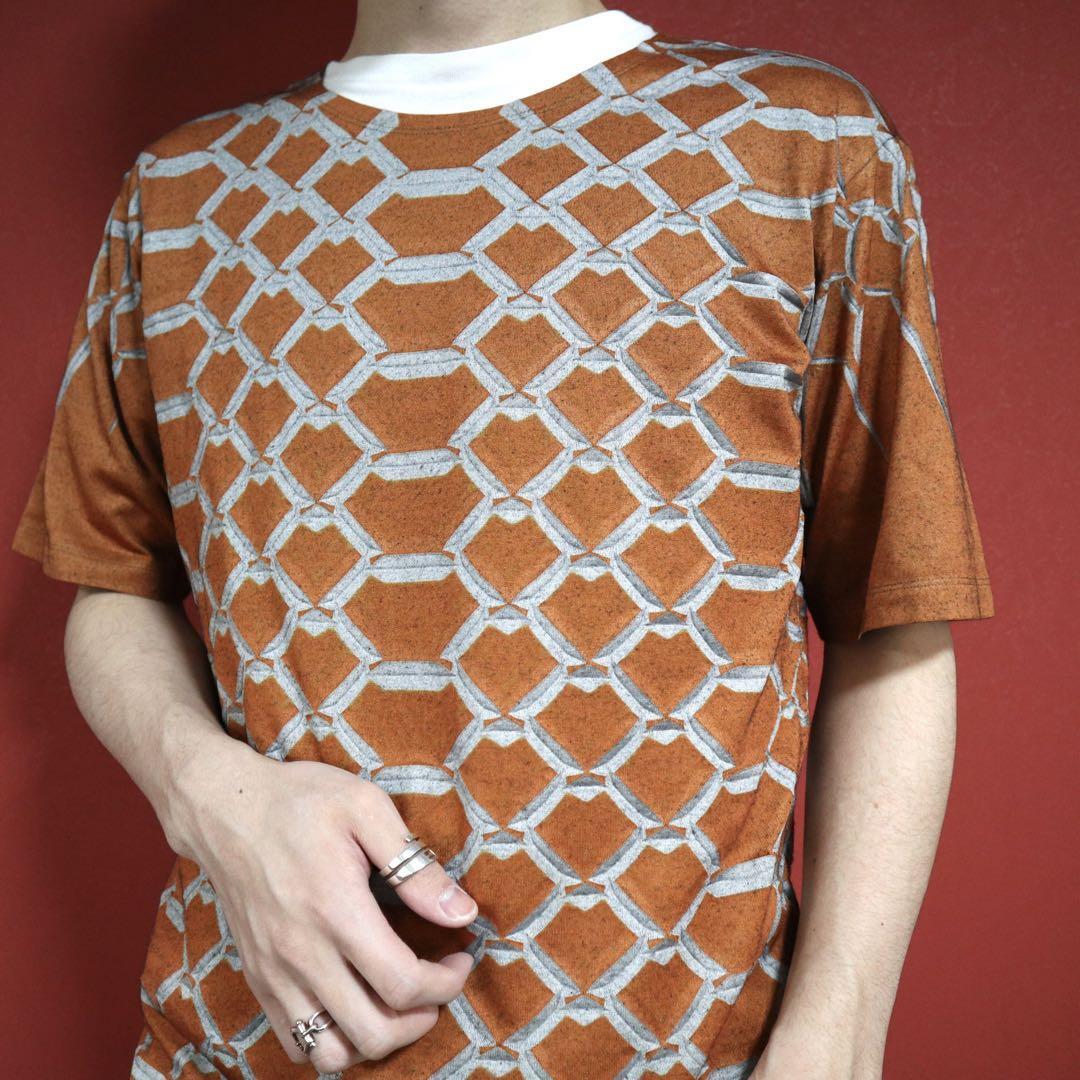 Issey Miyake Archive Patterned Pleated Orange T-Shirt Size 2