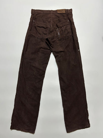 Dolce & Gabbana D&G 2000s Bordeaux Moleskin Cargo Trousers