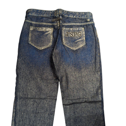 Jean Paul GAULTIER Glitter Coating Side Zip Jeans Size 28
