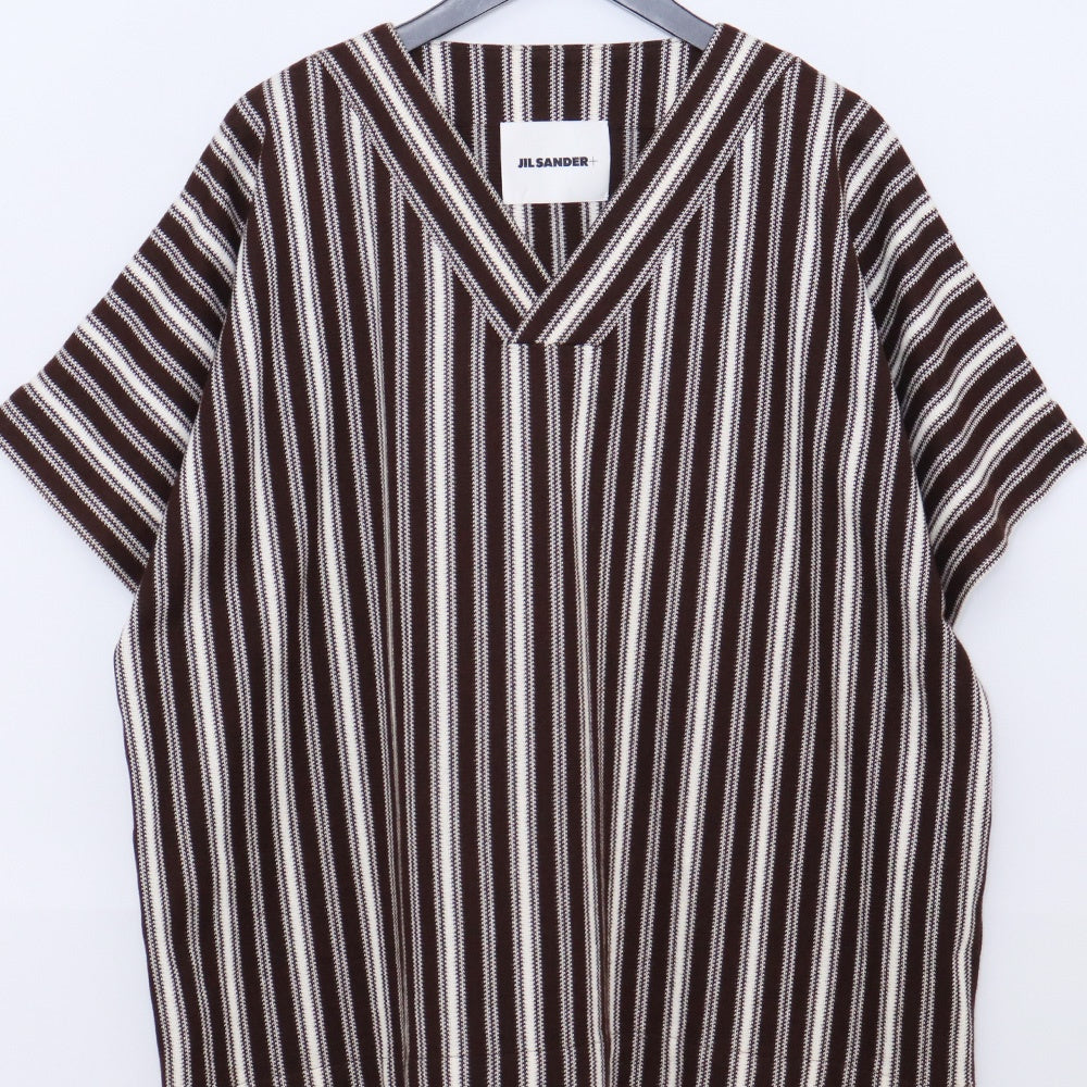 JIL SANDER+ Striped Short Sleeve T-Shirt Brown Size M