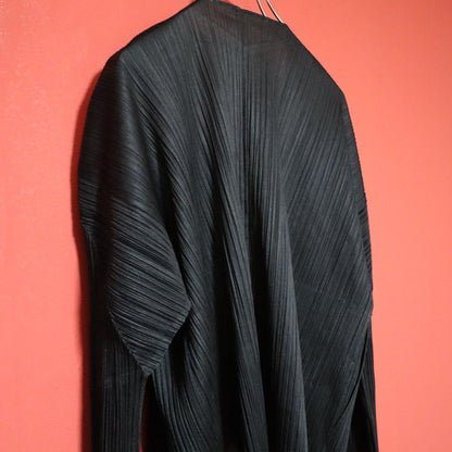 PLEATS PLEASE 00s Black Pleated Drape Cardigan Size 4