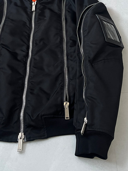 Dsquared2 Black Nylon Gimmick Zip Jacket Size 50