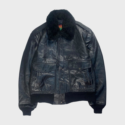 OAKTON 80s Leather Jacket Black Size L