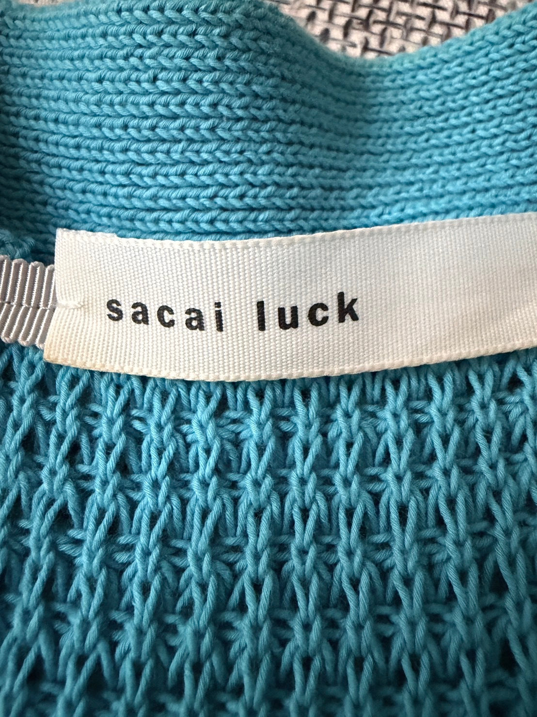 sacai luck SS14 Waffle Cardigan Drawstring Hem Blue Size 2