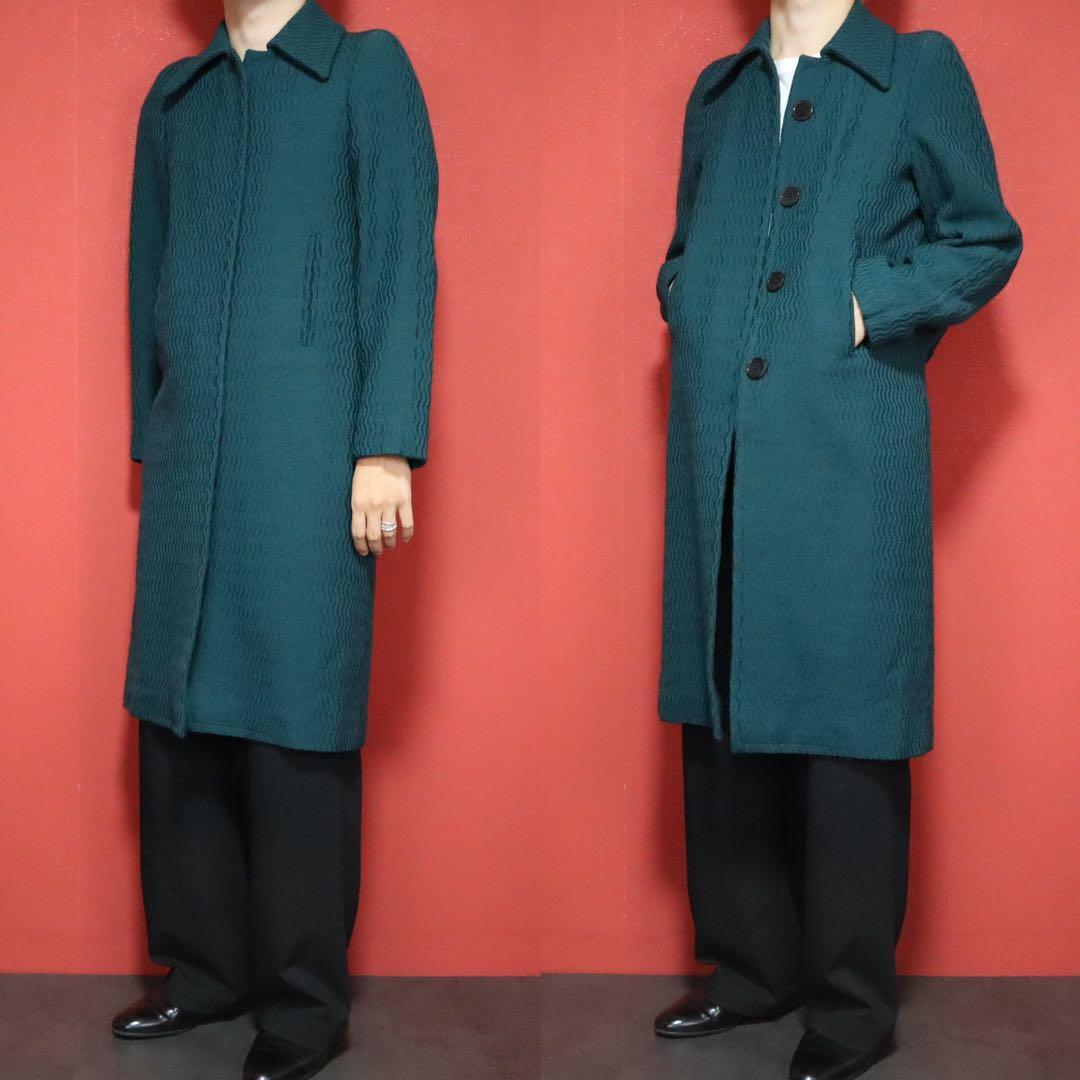 DRIES VAN NOTEN 90s Wave Pattern Mohair Long Coat Size SMALL