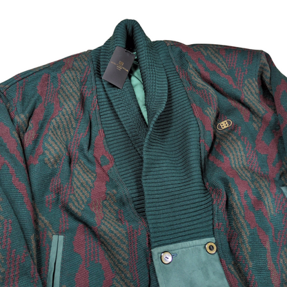 BALENCIAGA SPORTS Green Wool BB Logo Bomber Jacket Size LL