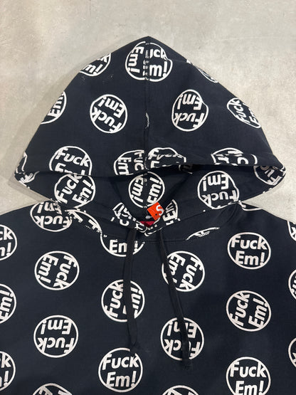 Supreme Fuck Em Pullover Hoodie Black Size M