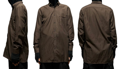 PIERRE CARDIN 60s Long Sleeve Shirt Brown