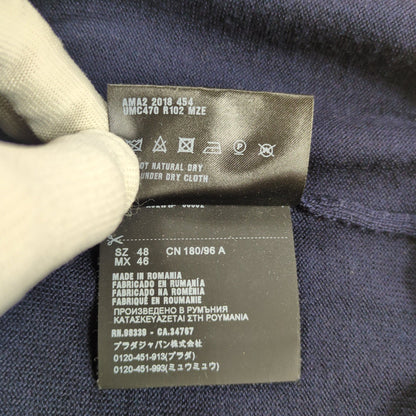 Prada Navy Virgin Wool Zip Up Drivers Knit Size 48