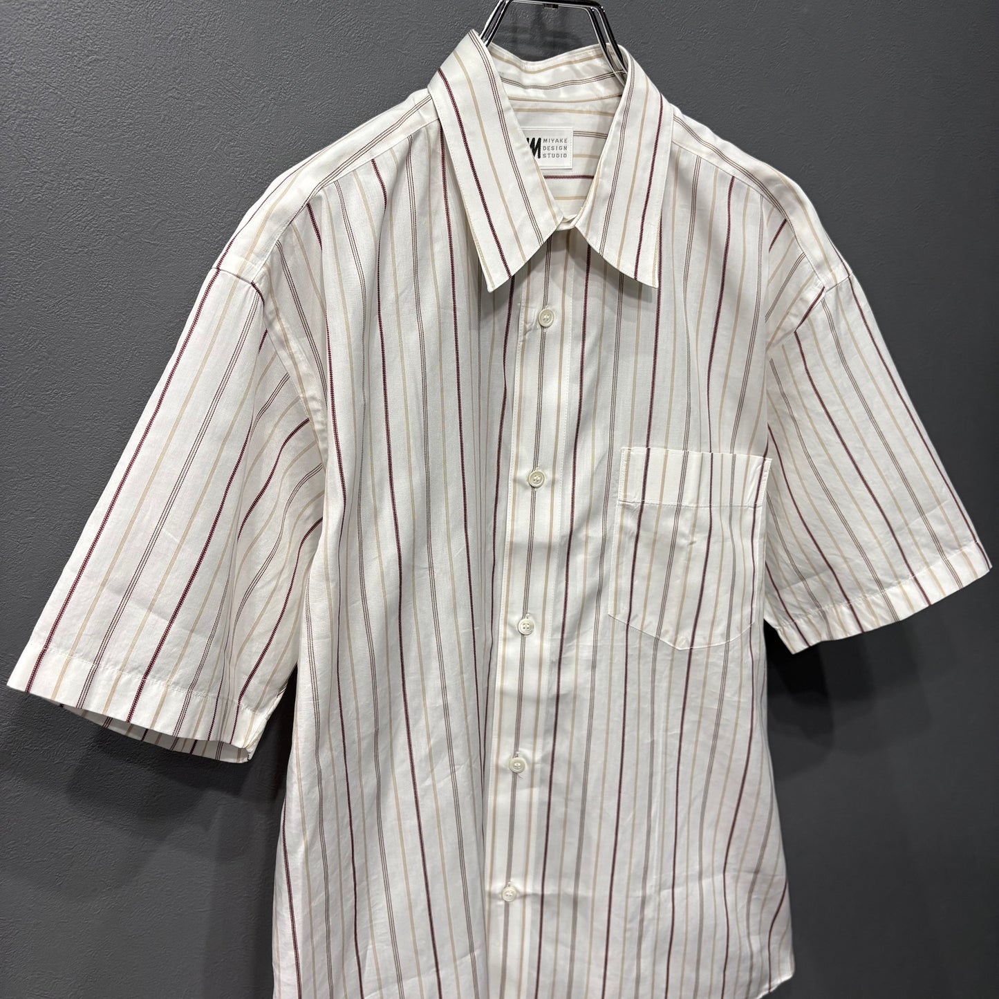 ISSEY MIYAKE Cotton Stripe S/S Shirt White