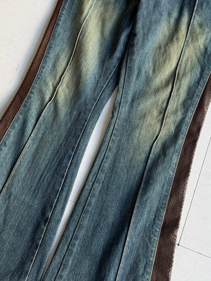 MORGAN Western Python Flared Denim Size M