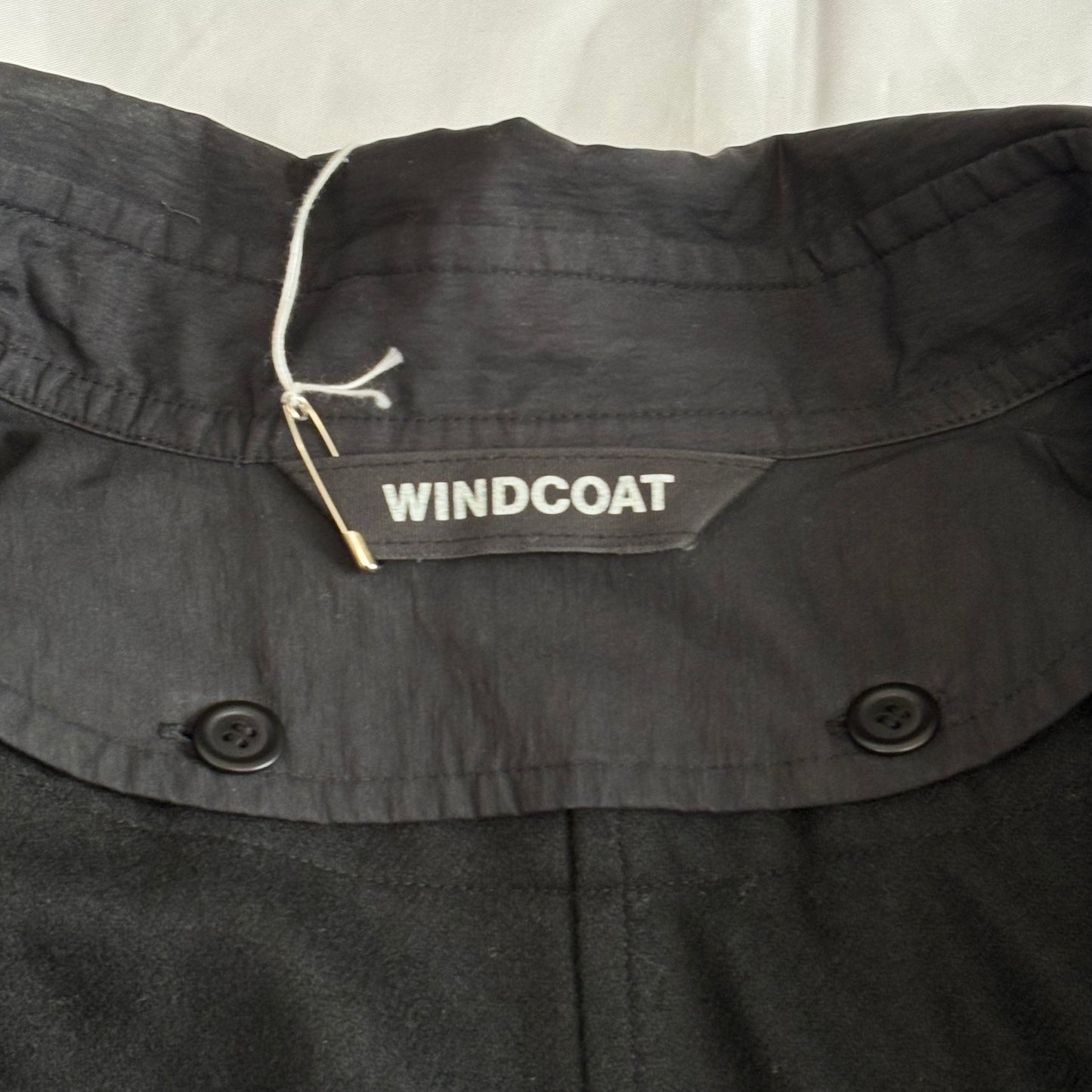 WINDCOAT 90s-00s Black Cotton/Nylon Overcoat Size L