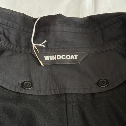 WINDCOAT 90s-00s Black Cotton/Nylon Overcoat Size L