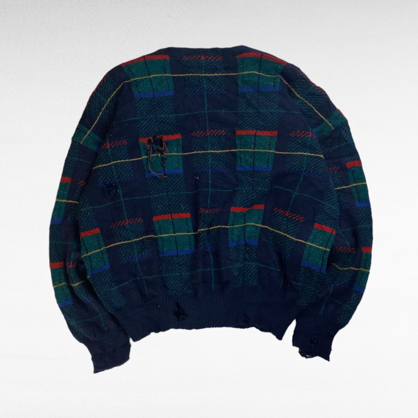 KRISS 90s Remake Boro Double Breasted Check Cardigan Size L