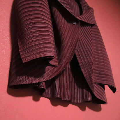 PLEATS PLEASE Pleated Shawl Collar Jacket Red Size FREE