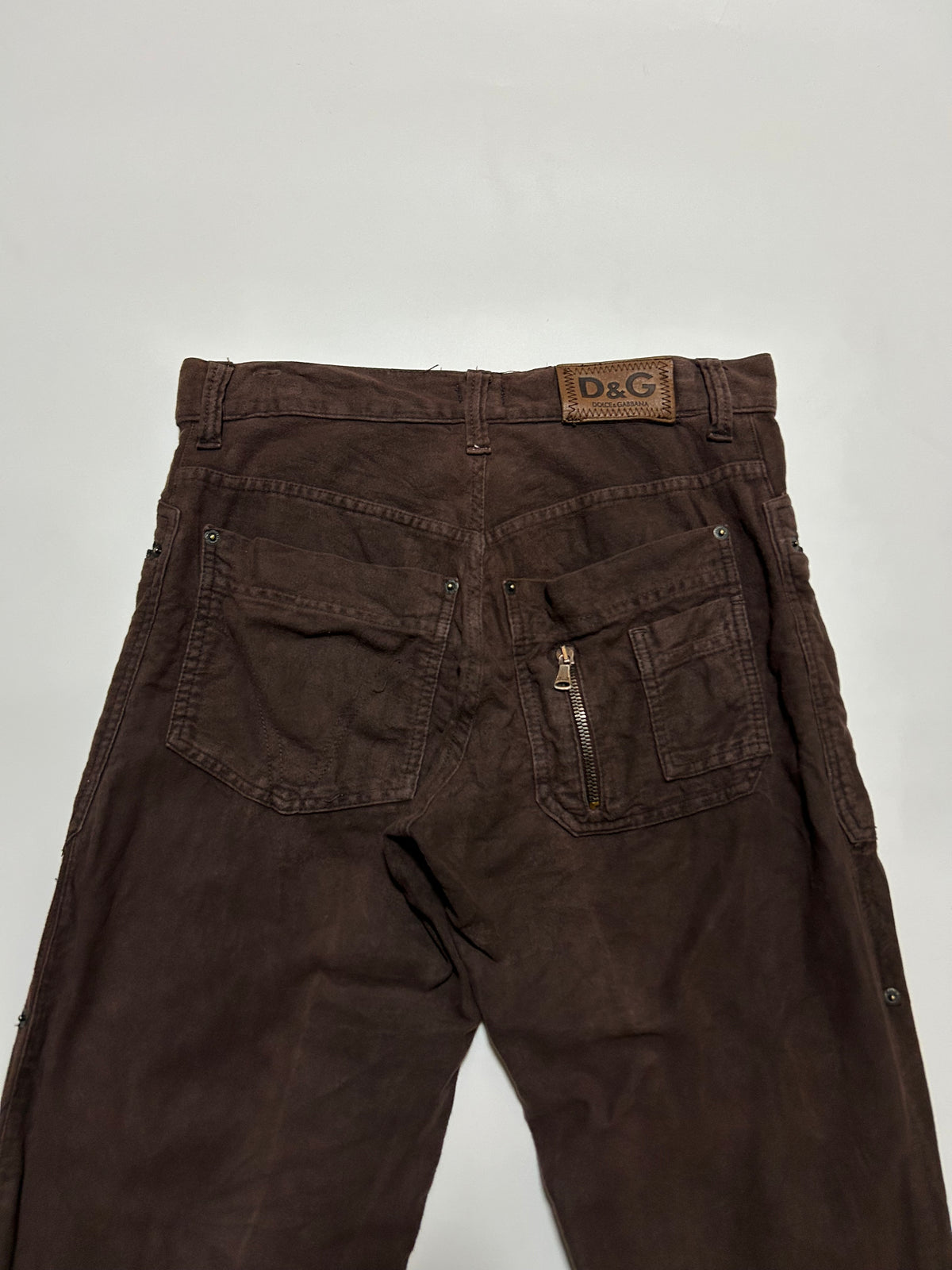 Dolce & Gabbana D&G 2000s Bordeaux Moleskin Cargo Trousers