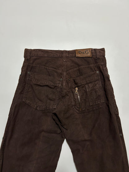 Dolce & Gabbana D&G 2000s Bordeaux Moleskin Cargo Trousers