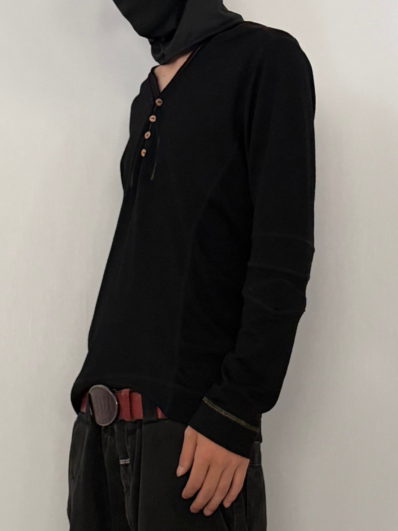 MARITHÉ+FRANÇOIS GIRBAUD Wool Design Sleeve Shirt Size L