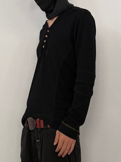 MARITHÉ+FRANÇOIS GIRBAUD Wool Design Sleeve Shirt Size L