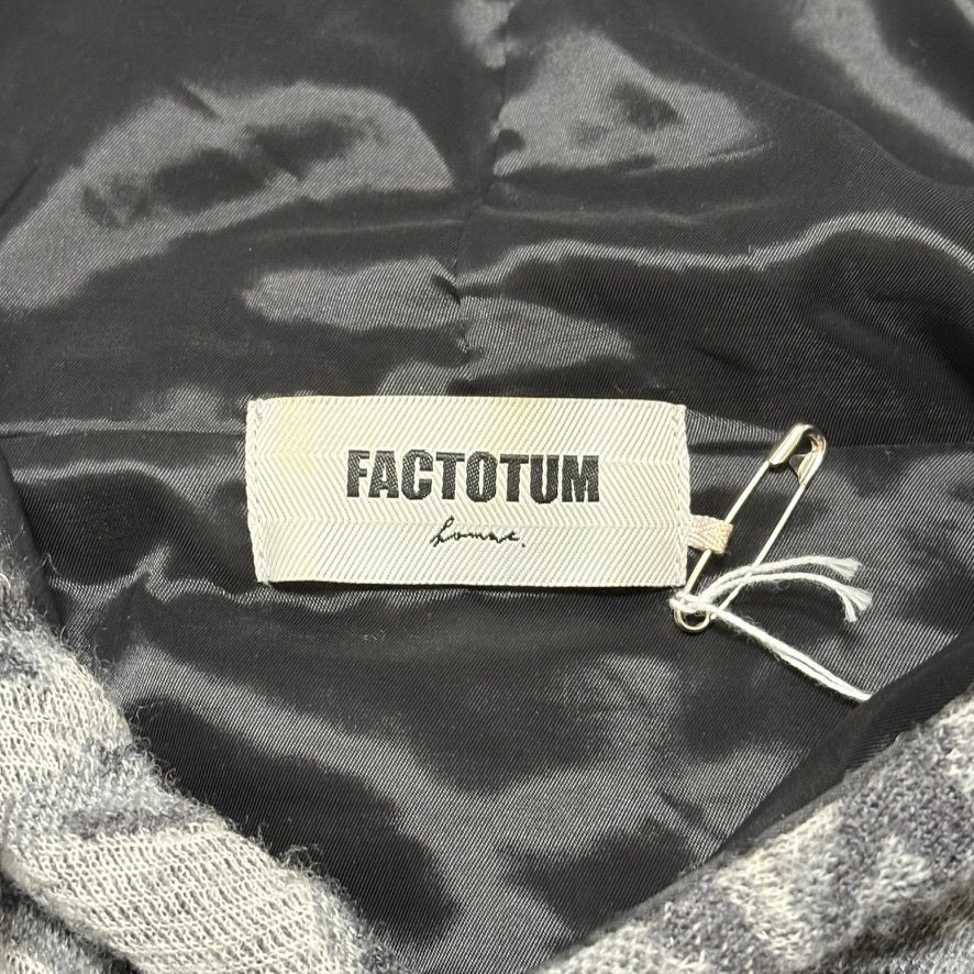 FACTOTUM Gray Wool Leopard Print Pullover Hoodie Size 44