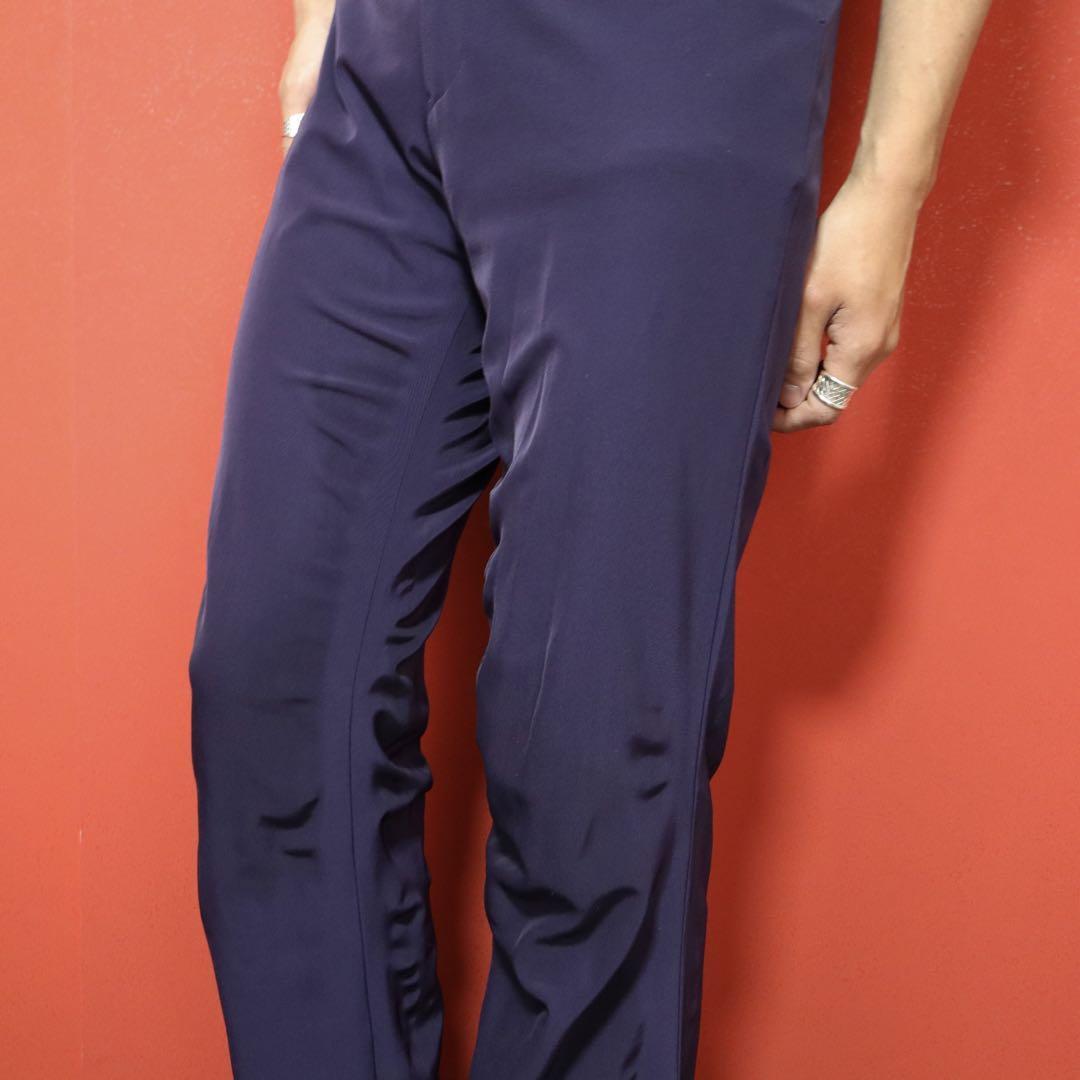 Issey Miyake Purple Nylon Stretch Crinkled Flare Size 2