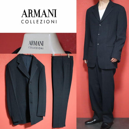 ARMANI COLLEZIONI Blue Wool Stripe Blazer Size 50