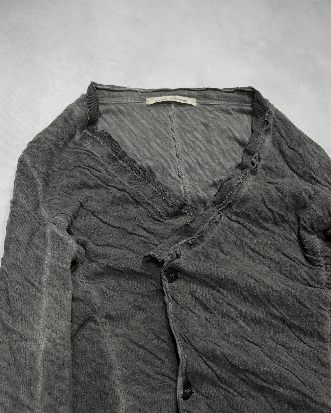Poeme Bohemien Crinkled Cotton-Linen Cardigan (FW12) Size 46