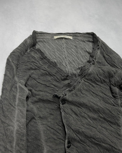 Poeme Bohemien Crinkled Cotton-Linen Cardigan (FW12) Size 46