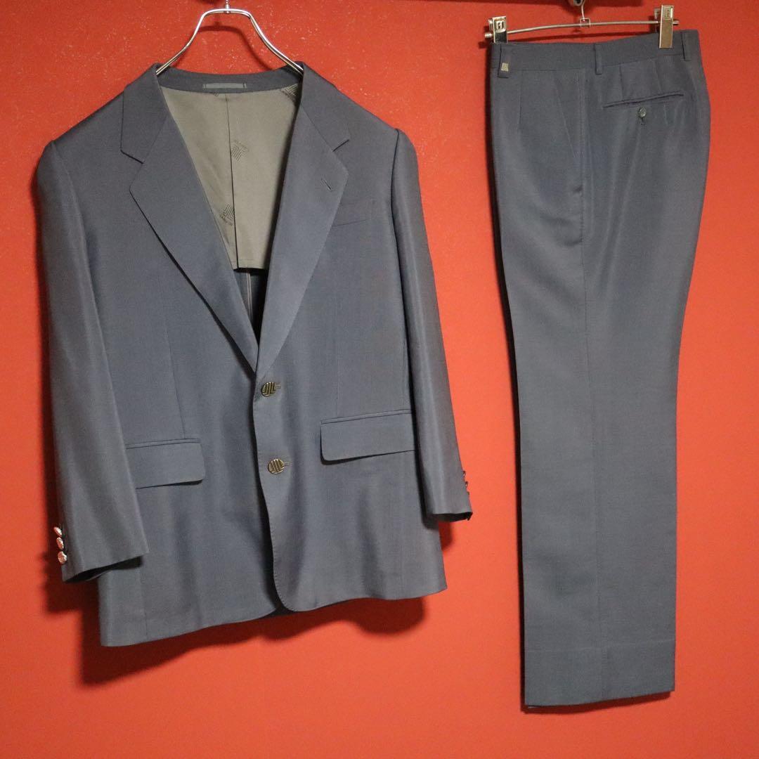 Lanvin Wool Mohair Logo Tailored Suit Jacket Blue Size M