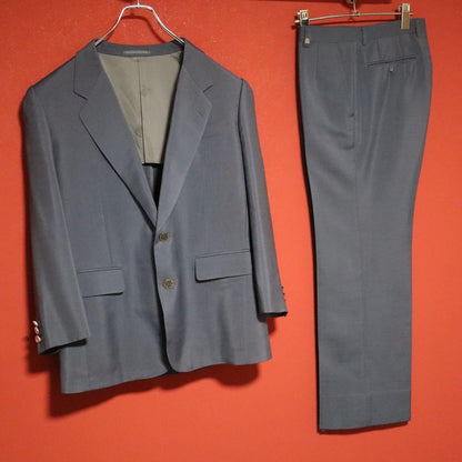 Lanvin Wool Mohair Logo Tailored Suit Jacket Blue Size M