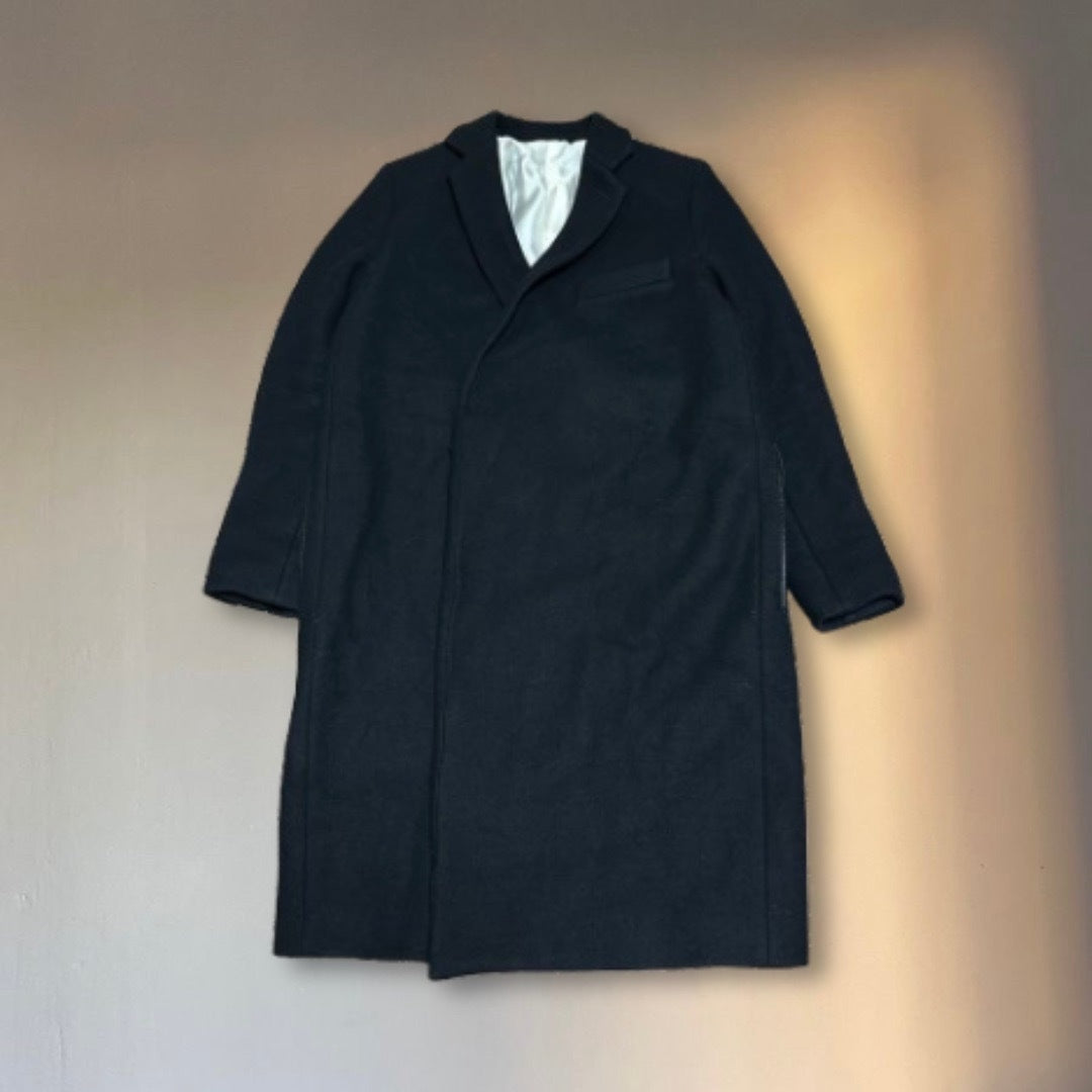 THE RERACS Black Wool Single Breasted Chester Coat