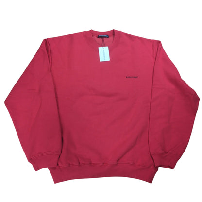 Balenciaga Red Cotton Mini Logo Printed Sweatshirt Size S