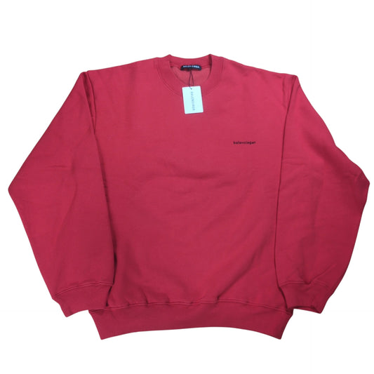 Balenciaga Red Cotton Mini Logo Printed Sweatshirt Size S