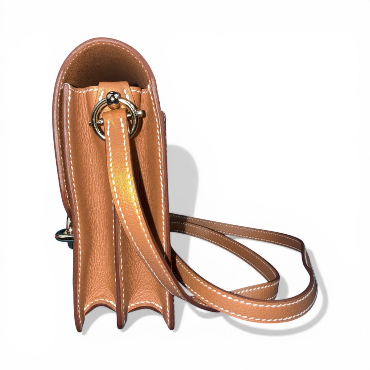 HERMÈS "Roulis Mini" Gold Evercolor Bag Gold