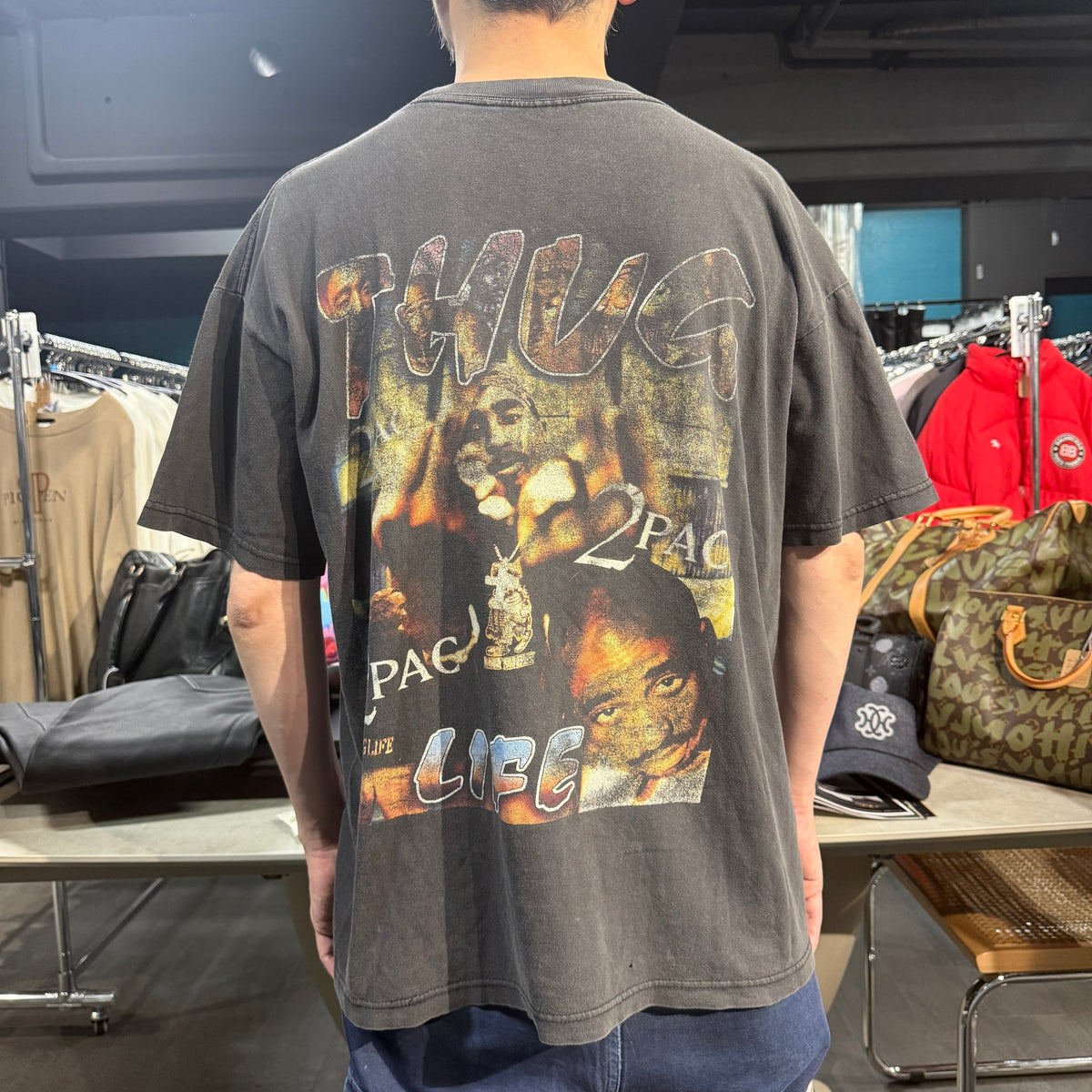 PAC 90s Y2K Makaveli Thug Life Rap T-Shirt Faded Size L