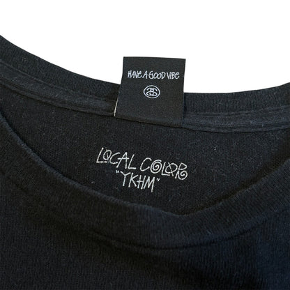 Vintage Stussy Yokohama T-Shirt Black Pink Gold Size MEDIUM