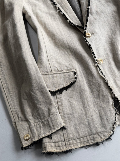 TORNADO MART Raw Edge Distressed Jacket Size L