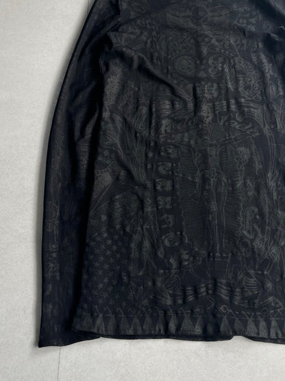 Givenchy Black See-Through Henley Shirt Size XXS