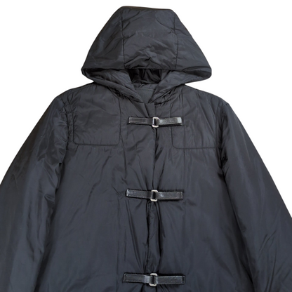 Prada Leather Belted Nylon Padded Coat Size 40