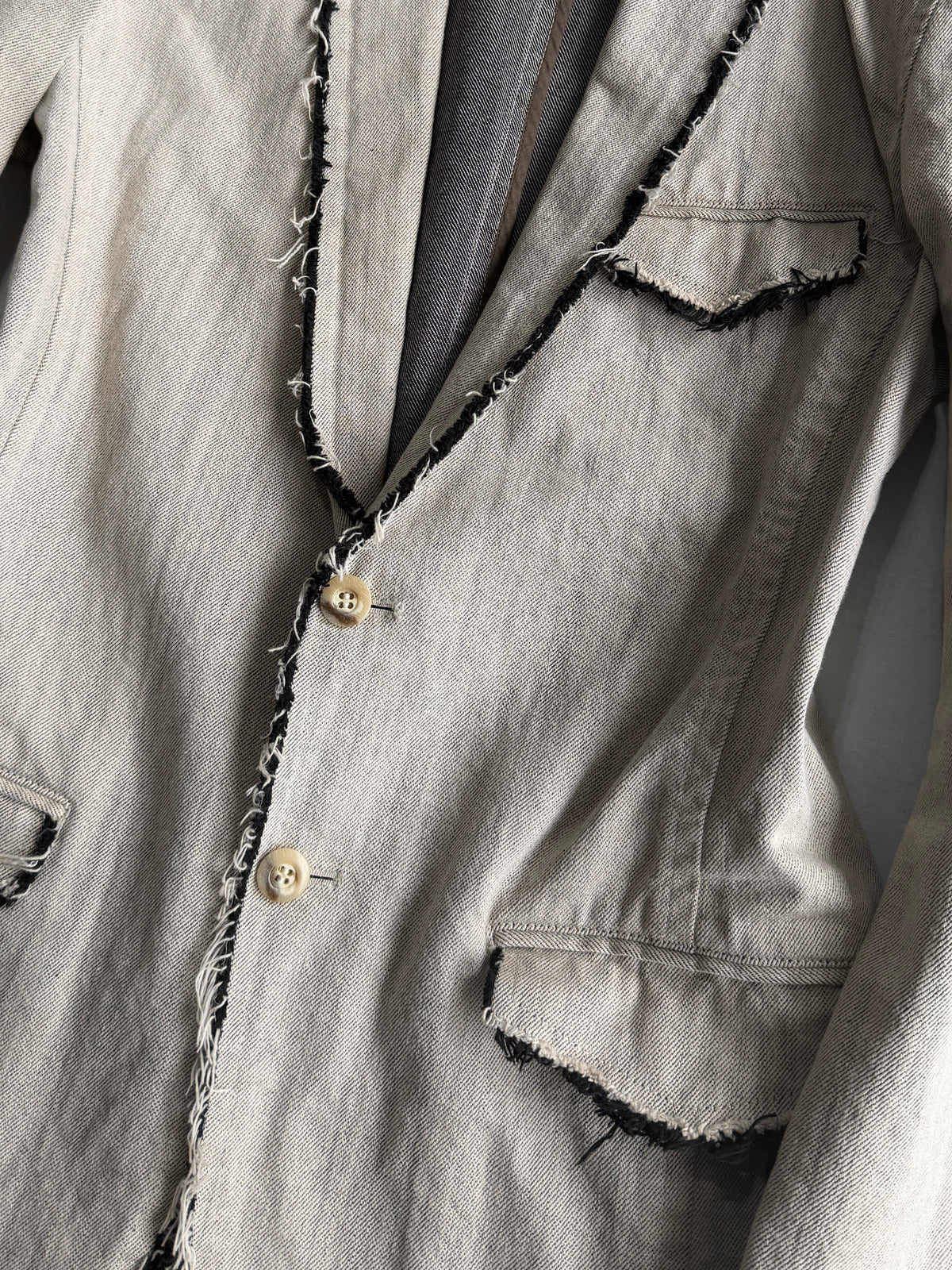 TORNADO MART Raw Edge Distressed Jacket Size L