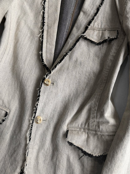 TORNADO MART Raw Edge Distressed Jacket Size L