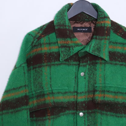 MLVINCE Oversized Check Shirt Jacket Green Size L