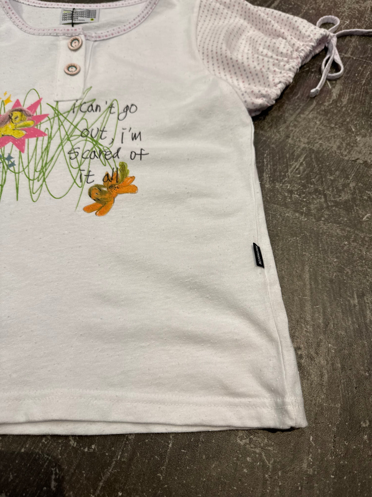 Motka puff henley tee x YOUTH BATH x Motka White Puff Henley T-Shirt Size S
