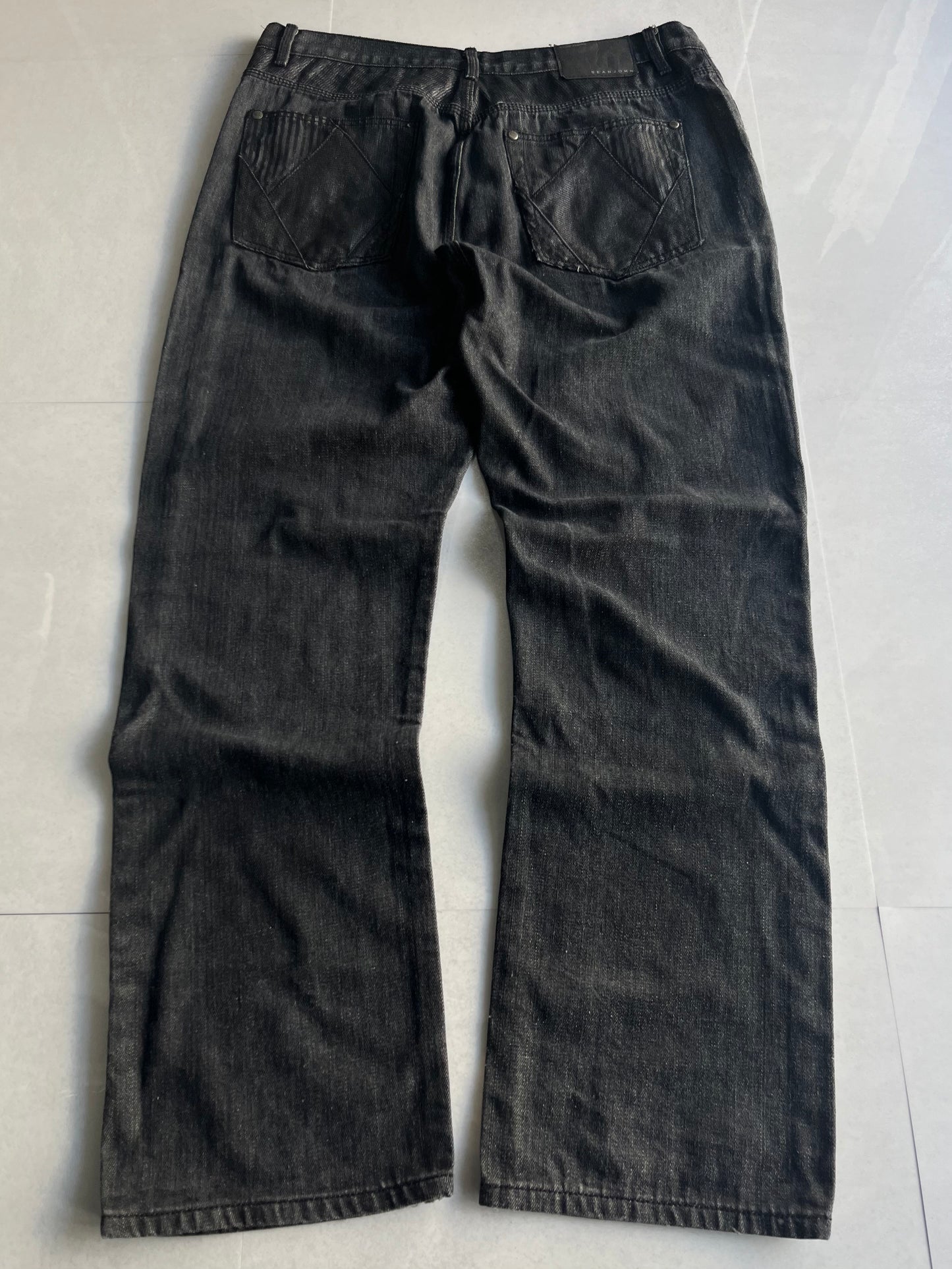 Sean John Black Wide Denim Jeans Size 40