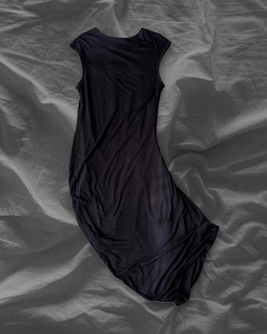 McQ Alexander McQueen SS12 Lyocell Drape Dress Black Size M