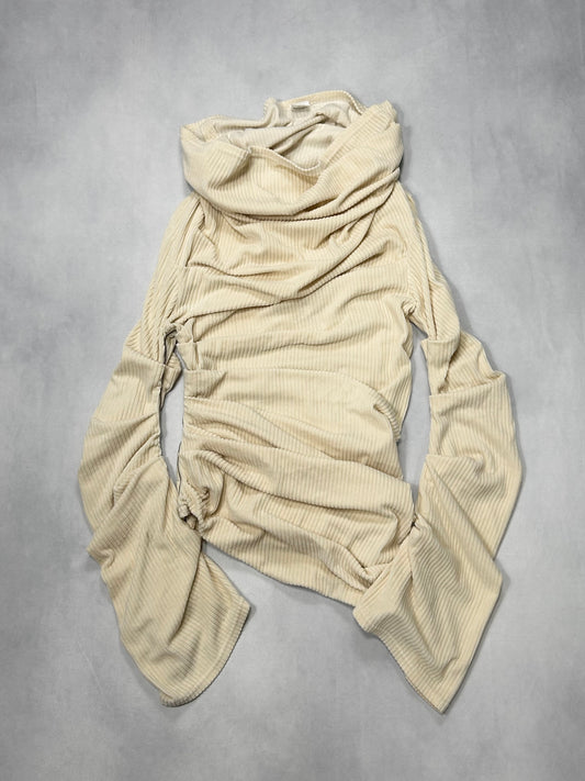 Jean Paul GAULTIER FEMME 1990s High Neck Knit Beige Size XS
