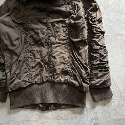 Vintage Y2K Brown Shirring Cotton Jacket Size S