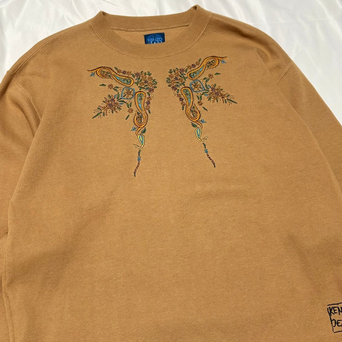 KENZO JEANS Yellow Embroidered Cotton Sweatshirt Free Size