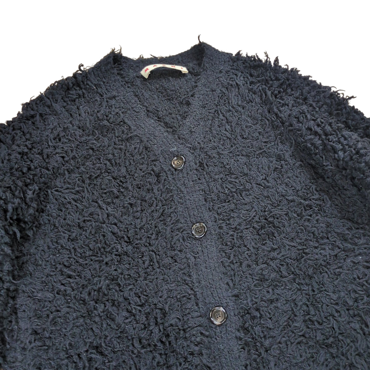 MARNI Shaggy Wool Oversized Cardigan Black Size 38