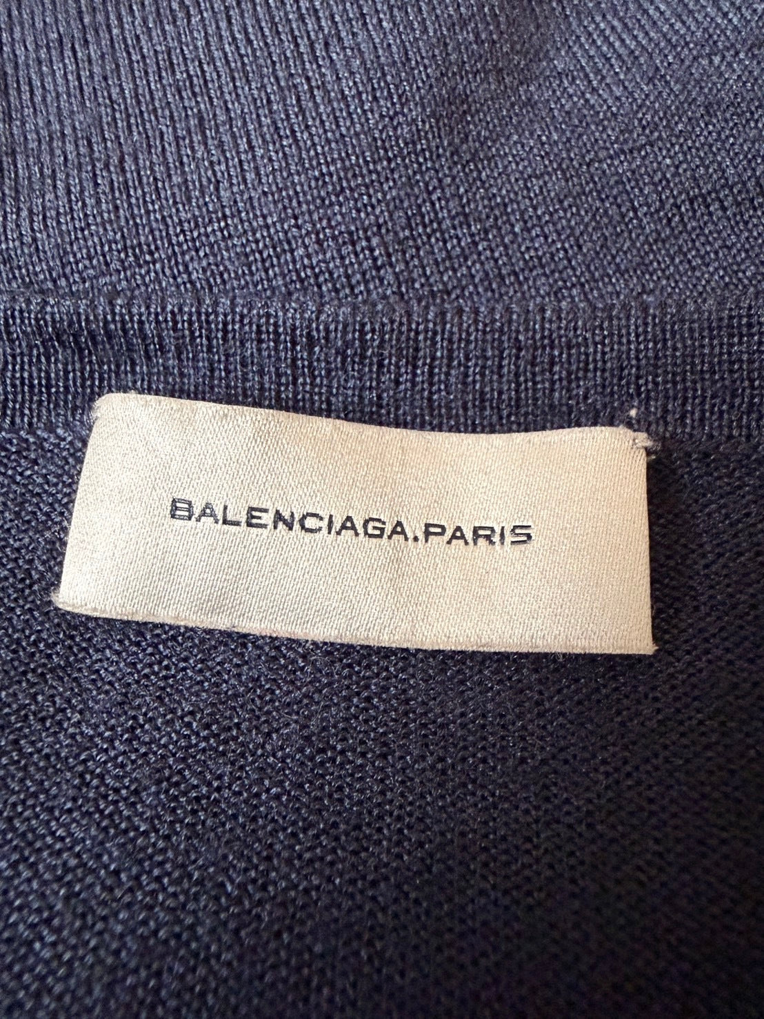 BALENCIAGA AW12 Wool Silk Panel Knit Cardigan Navy Size XS